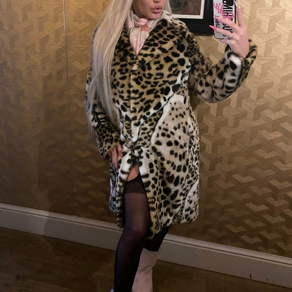 Guess Marciano Leopard Print Faux Fur Coat